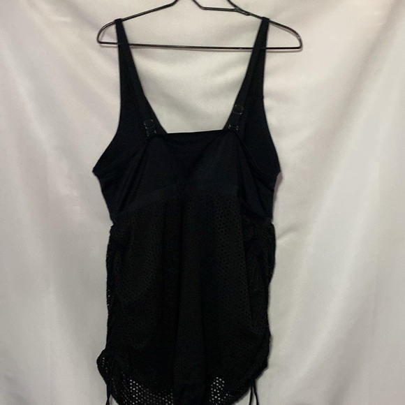 SWIM BY CACIQUE WO SIZE 22 BLACK ONE PIECE SWIMSUIT ADJ STRAPS MESH LOOK OVERLAY - Picture 14 of 15